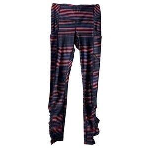 Lululemon Leggings with Pockets and ruched sides by ankles Size 2 Red Black Blue
